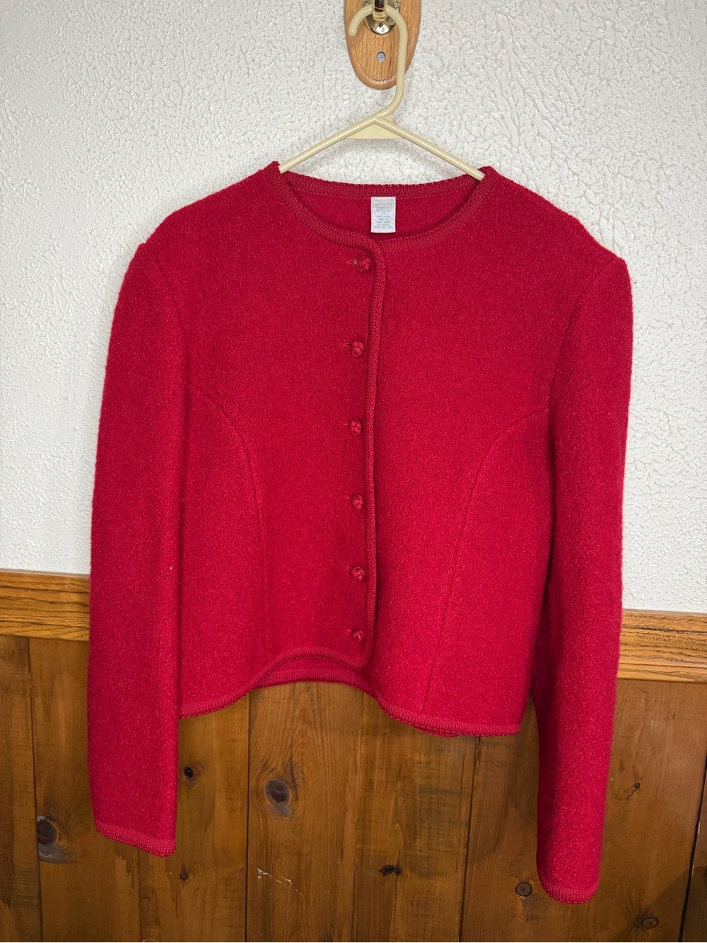 Lands' End Red Button-Front Knit Cardigan